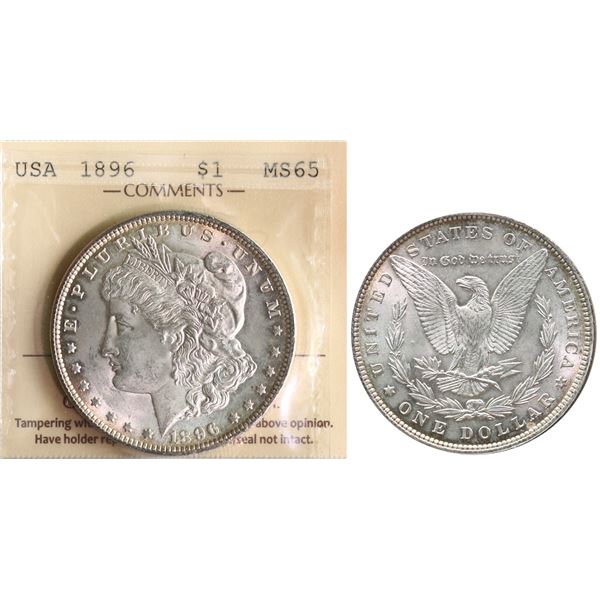 USA; 1896 $1 ICCS MS65