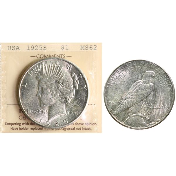 USA; 1925 $1 "PEACE" ICCS MS62