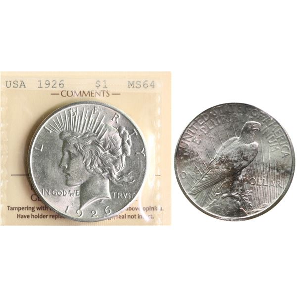 USA; 1926 $1 "PEACE" ICCS MS64