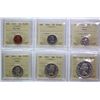 Image 1 : Proof-Like Set; 1955 "SF" PL Set.   1¢ is Red, 10¢ Cameo, 25¢ Cameo, $1 Cameo-  All 6 coins ICCS Gem