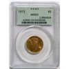 Image 1 : 1913 $5 Gold PCGS Choice Mint State-62 Lustrous.