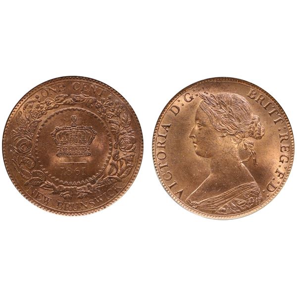 N.B. 1861 1¢ CCCS/ICCS  Superb Gem Mint State-66RD.  100% gem full red with outstanding lustre and e