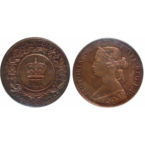 N.S. 1864 1¢ ICCS Very Choice Mint State-64RB Razorp sharp strike with nice and clean surfaces.  60%