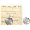 Image 1 : Nfld; 1943c 10¢ ICCS Very Choice Mint State-64 Brilliant and lustrous