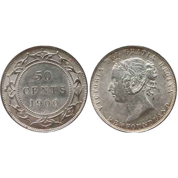 Nfld; 1900 50¢ ICCS Choice About Uncirculated-55.  Fully brilliant and lustrous.