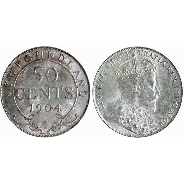 Nfld; 1904H 50¢ ICCS Very Choice Mint State-64, Delicate pink and russet tones over full underlying 