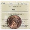 Image 2 : 1895 1¢ ICCS Gem Mint State-65 Red, 90% Full Red.  An attractive example.