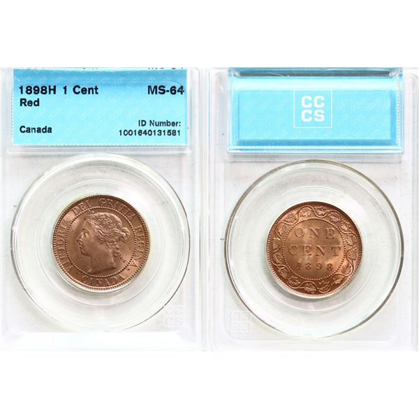 1898H 1¢ CCCS Very Choice Mint State-64RD.  Nice appealing example.