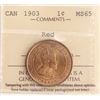 Image 2 : 1903 1¢ ICCS Gem Mint State-65 Red