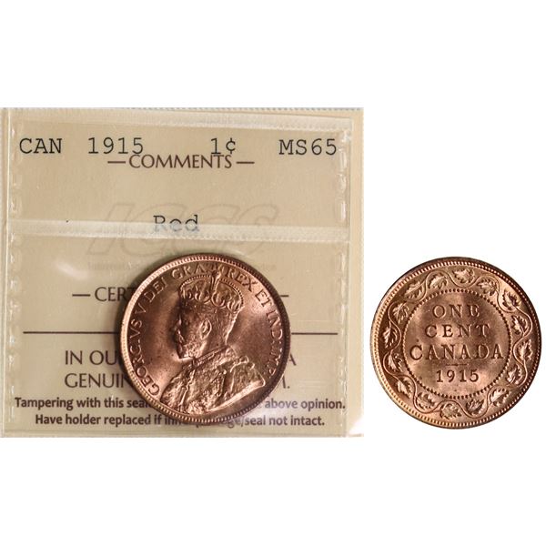 1915 1¢ ICCS Gem Mint State-65 Red 90% Red  lustre.
