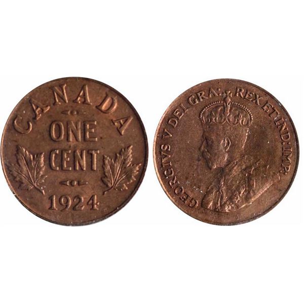 1924 1¢ ICCS Very Choice Mint State-64 Red, a very nice and desirable key date with 80% red lustre.