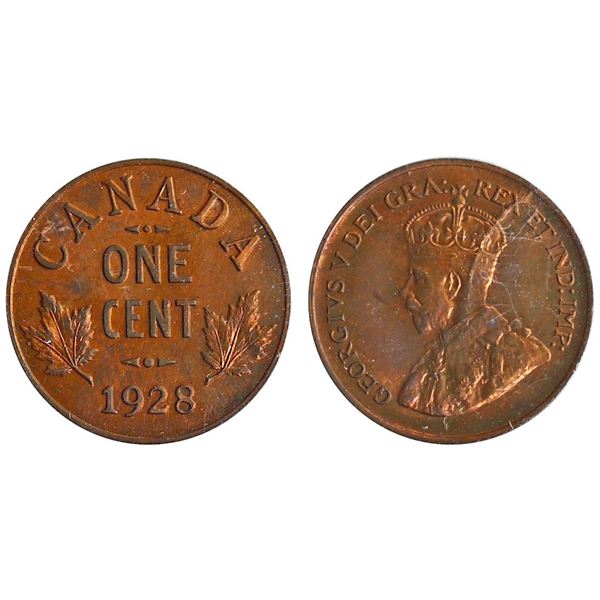 1928 1¢ ICCS Superb Gem SPECIMEN-66 Red.  The coin offered here showcases perfect mint red colour wi