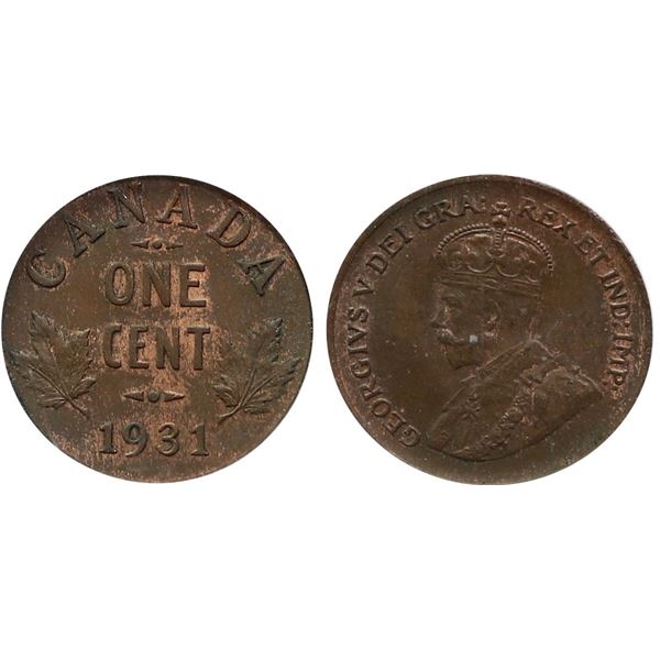 1931 1¢ PCGS Gem Mint State-65BN. Fully lustrous brown issue with traces of red lustre. Not often se