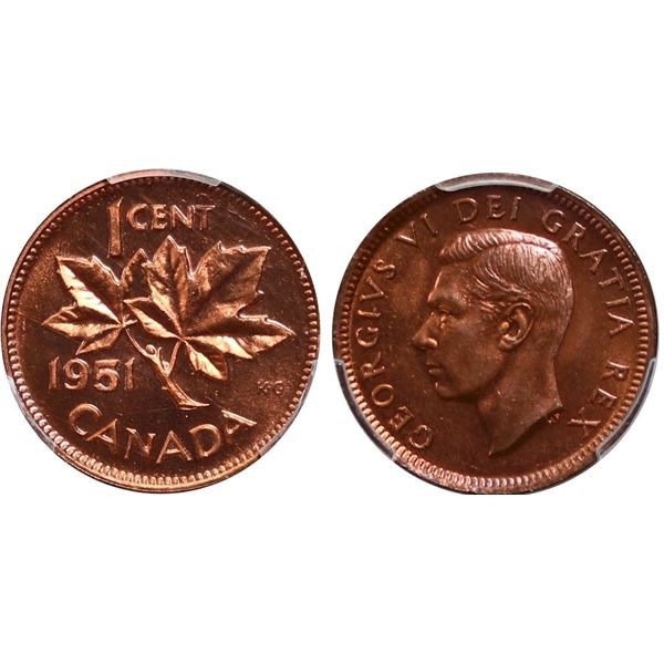 1951 1¢ PCGS Choice Specimen-64 Red. 90% red and lustrous example with great reflective surfaces.