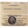Image 2 : 1910 5¢ "Pointed Leaves" ICCS Superb Gem Mint State-66. Attractive rainbow tones over full underlyin