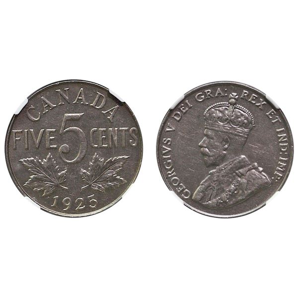 1925 5¢ NGC Choice Mint State-62 Lustrous.  A very popular and sought after Key date.