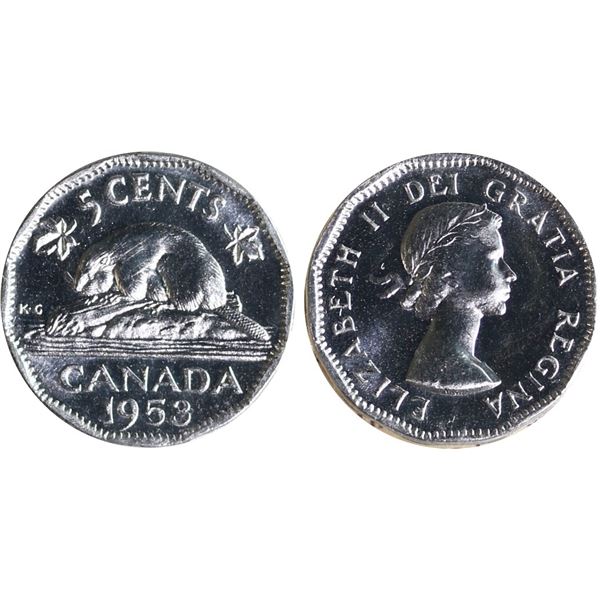 1953 5¢ "NSF - Near 9 - Mule" ICCS Very Choice Mint State-64 Cameo.  A nice Mule example with a Came