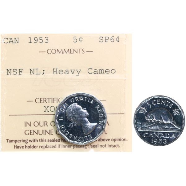1953 5¢  "NSF - Near 9 - Mule" ICCS Choice SPECIMEN-64 Heavy Cameo, Nice fields and reflective surfa