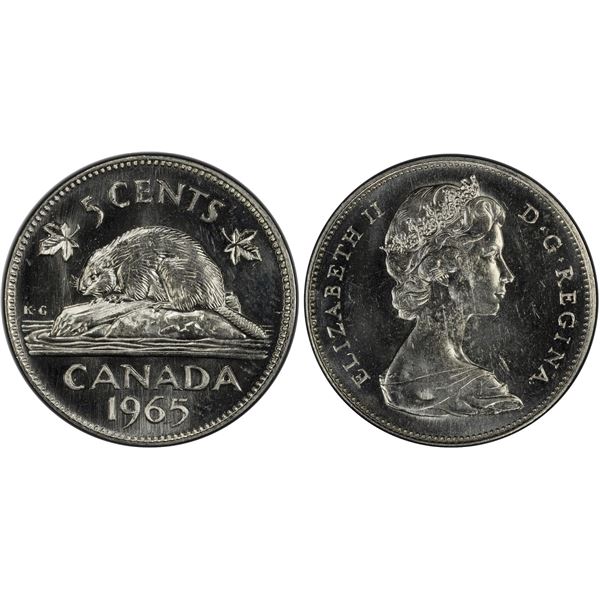 1965 5¢ Large Beads "Attached jewel" PCGS Choice Proof-Like-64 with Cameo contrast. Nice fields with