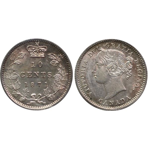 1871 10¢ ICCS Choice Mint State-63 Very light russet tone over full underlying lustre.  Seldom offer