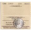 Image 2 : 1903 10¢ ICCS Gem Mint State-65 Fully brilliant and lustrous with a hint of gold and russet tones ar
