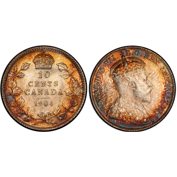 1904 10¢ PCGS Superb Gem Mint State-66+. Light autumn shades over full underlying lustre. Wow! Not o