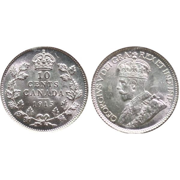 1913 10¢ "Small Leaves" ICCS Very Choice Mint State-64 Blast white example.  Flashy!