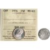 Image 1 : 1934 10¢ ICCS Choice Mint State-63 Fully brilliant and lustrous.  Scarce date.