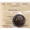 Image 2 : 1870 25¢ "Obv.1" ICCS Very Choice Mint State-64 Attractive and intense autumn shades over full under