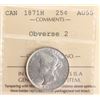 Image 2 : 1871H 25¢ "OBV.2" ICCS Choice About Uncirculated-55 Brilliant and lustrous.