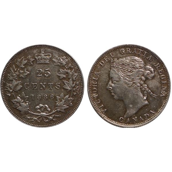 1886 25¢ "Obv 5 -  SBE" ICCS Choice Very Fine-30.