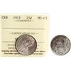 Image 1 : 1911 25¢ ICCS Choice Mint State-63 Brilliant and lustrous with light golden tone.