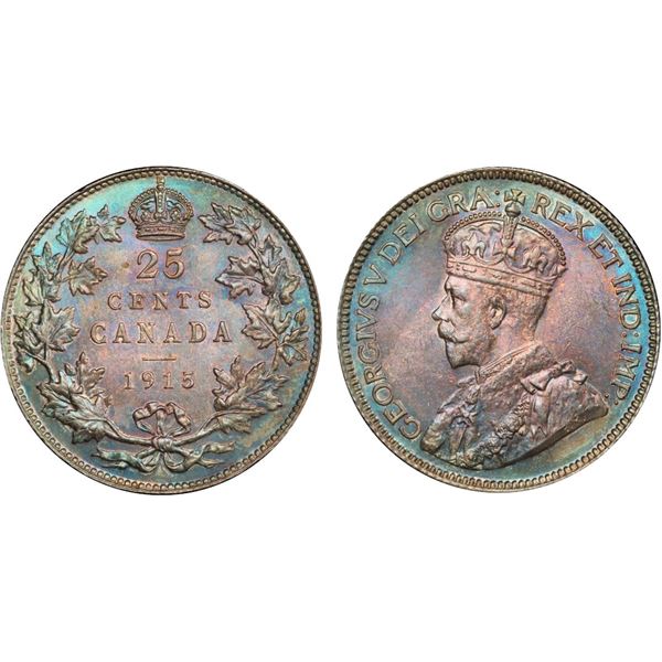 1915 25¢ PCGS Very Choice Mint State-64+. A population rarity add ideal for budding registry collect