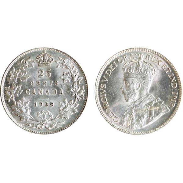 1928 25¢ ICCS Very Choice Mint State-64 Fully Brilliant and lustrous with hint of golden tone.  Very