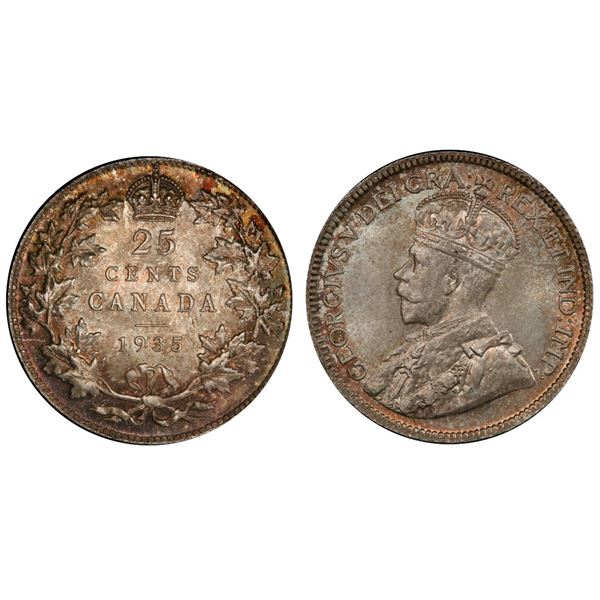 1935 25¢ PCGS Superb Gem Mint State-66+ Very light autumn shades over full underlying lustre.  A sup