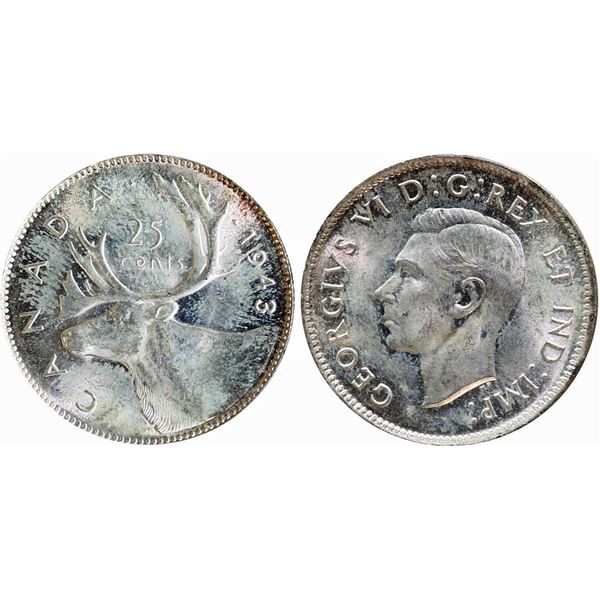 1943 25¢ ICCS Superb Gem Mint State-66 Fully lustrous with just a hint of golden tone over full unde