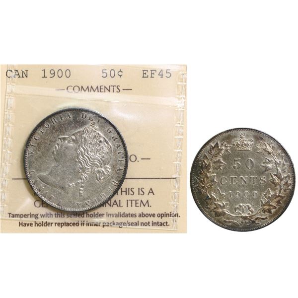 1900 50¢ ICCS Choice Extra Fine-45.  Strong details with very light silver, gold and russet tones.