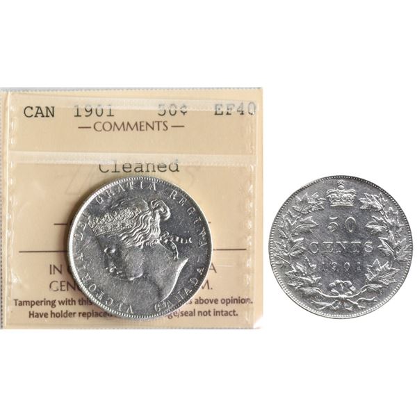 1901 50¢ ICCS Extra Fine-40 Brilliant with strong details.  Lightly cleaned.