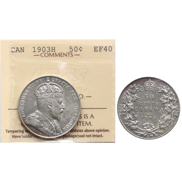 1903 50¢ ICCS Extra Fine-40 Brilliant and lustrous.