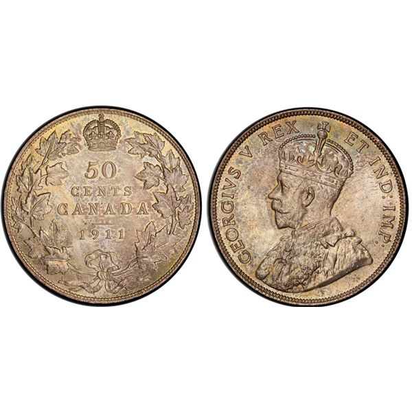 1911 50¢ PCGS Gem Mint State-65 Very delicate autumn shades over full underlying lustre.  Such an at