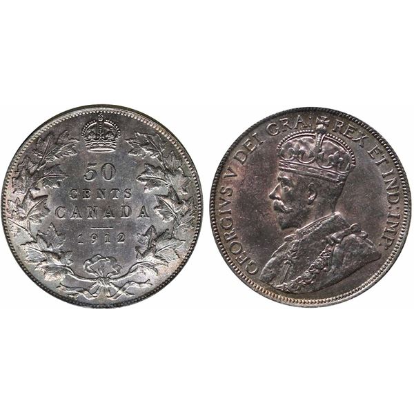 1912 50¢ ICCS Choice About Uncirculated-58 Lustrous example with attractive gold and purple tones.  