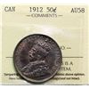 Image 2 : 1912 50¢ ICCS Choice About Uncirculated-58 Lustrous example with attractive gold and purple tones.  