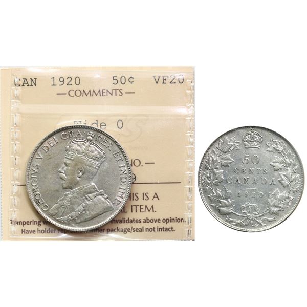 1920 50¢ "Wide O" ICCS Very Fine-20 Brilliant and lustrous.  Underrated variety.