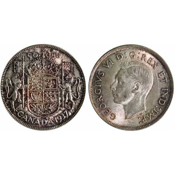 1937 50¢ ICCS Gem Mint State-65, Lightly toned.  A nice example.