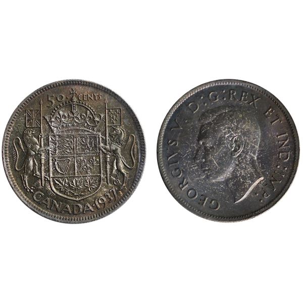 1937 50¢ ICCS Superb Gem SPECIMEN-66 Intense emerald, gold and russet shades over reflective surface