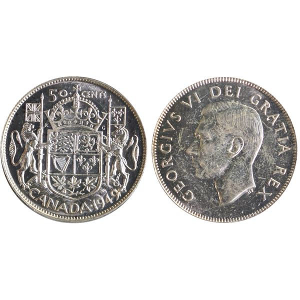 1949 50¢ "Hoof/9" ICCS Very Choice Mint State-64.  Highly lustrous and fully brilliant.