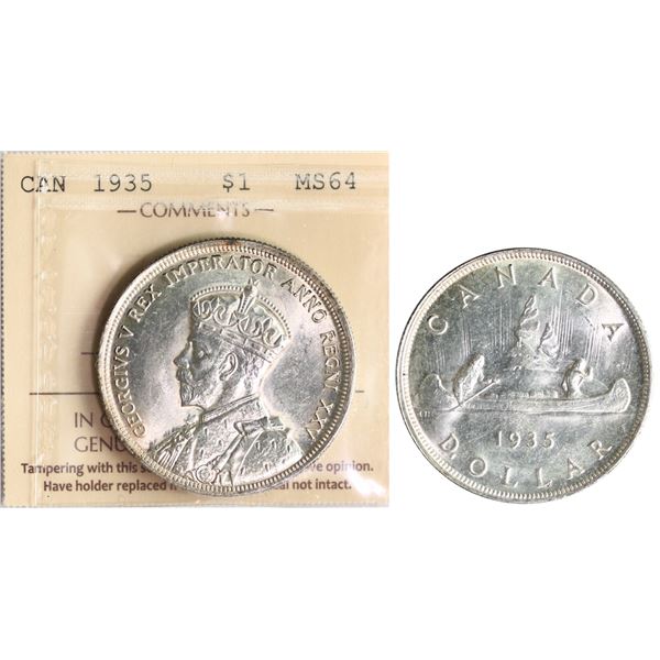 1935 $1 "SWL"  Variety. ICCS Graded Very Choice Mint State-64. Scarce.