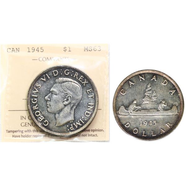 1945 $1 ICCS Choice Mint State-63 Attractive gold and light russet tones over full underlying lustre