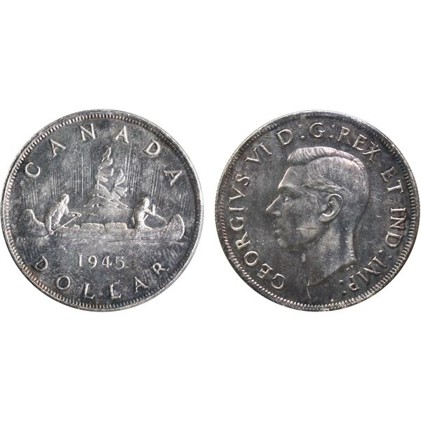 1945 $1 "5/5" ICCS Choice Mint State-63 Light silver grey and russet tones over full underlying lust