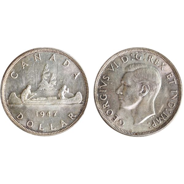 1947 $1 "Blunt 7" ICCS Gem Mint state-65.  This Gem Silver Dollar is well struck with full original 